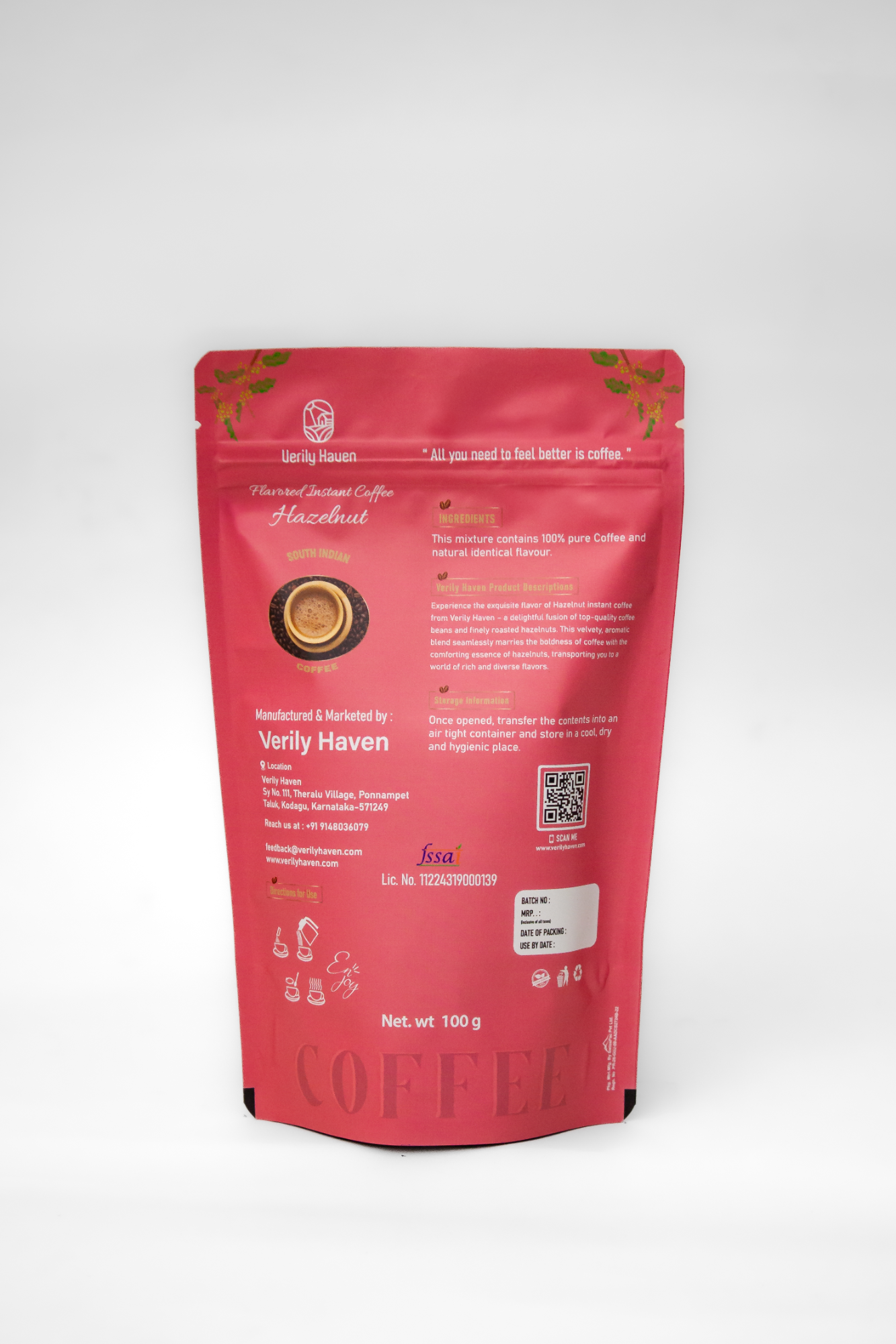 Instant Coffee Pure Agglomerated- Hazelnut