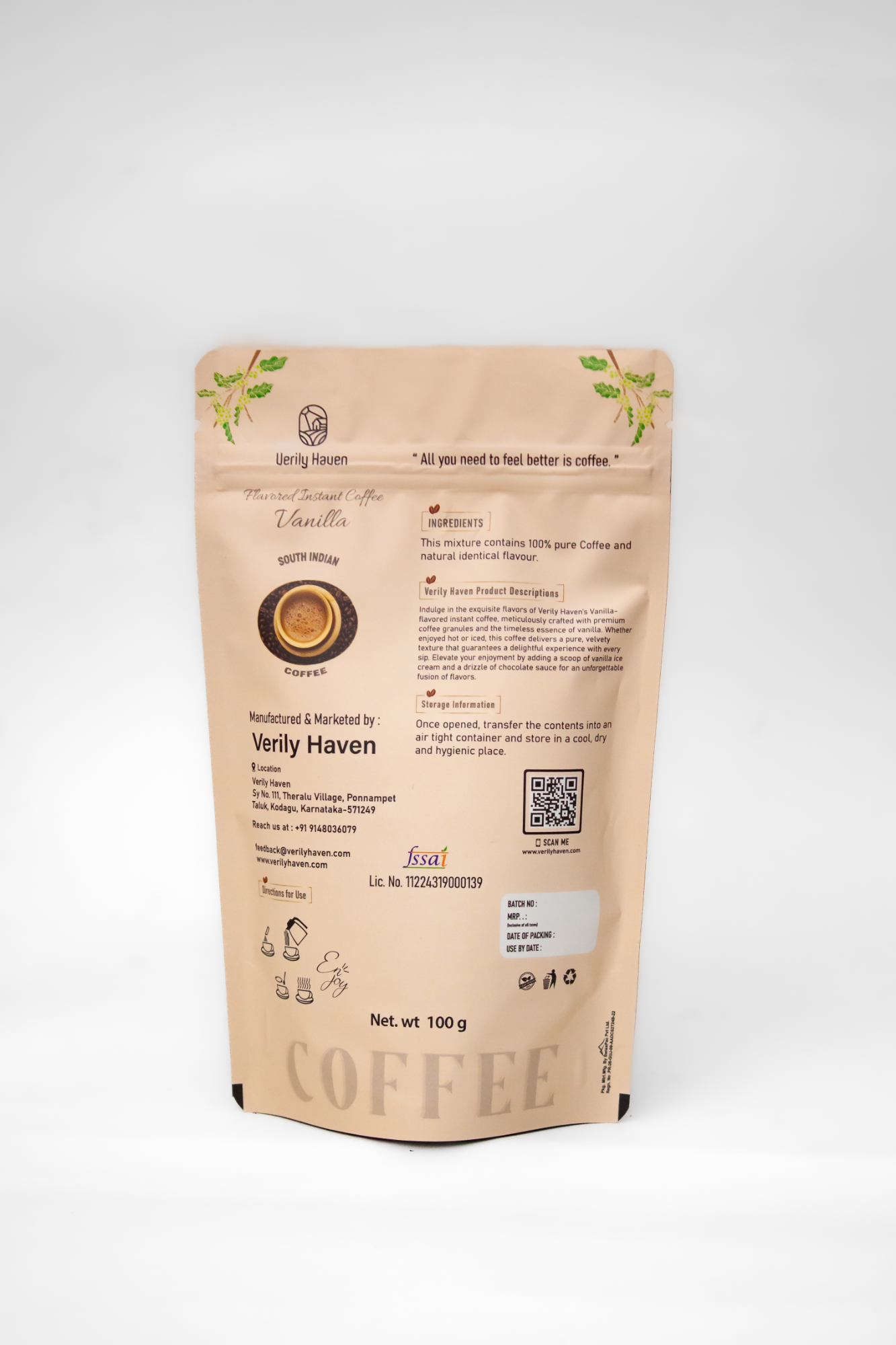 Instant Coffee Pure Agglomerated- Vanilla